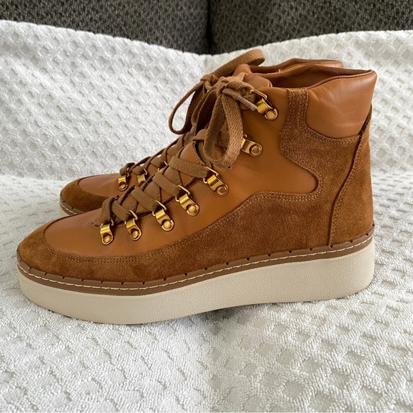Vince Soren Suede & Leather High Top Sneaker Boot Tan Size 8M Retail $350 - Picture 3 of 13